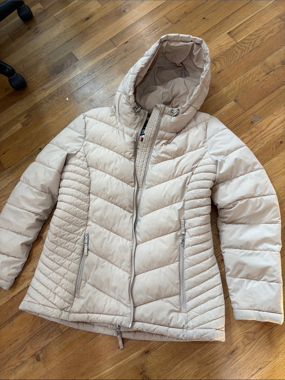 Tommy Hilfiger Women's Hooded Quilted Puffer Jacket - Cream Beige